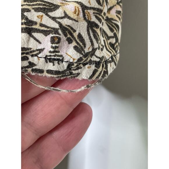 Vintage FLAX Joanne Engelhart Tunic Blouse Botanical Leaves Vtg Cream Brown‎ S - Picture 4 of 11